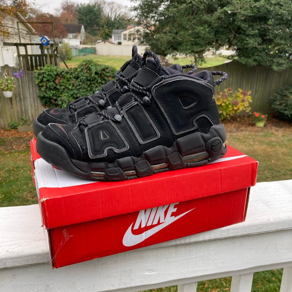 Nike Air More Uptempo Triple Black 3M size 9 mens